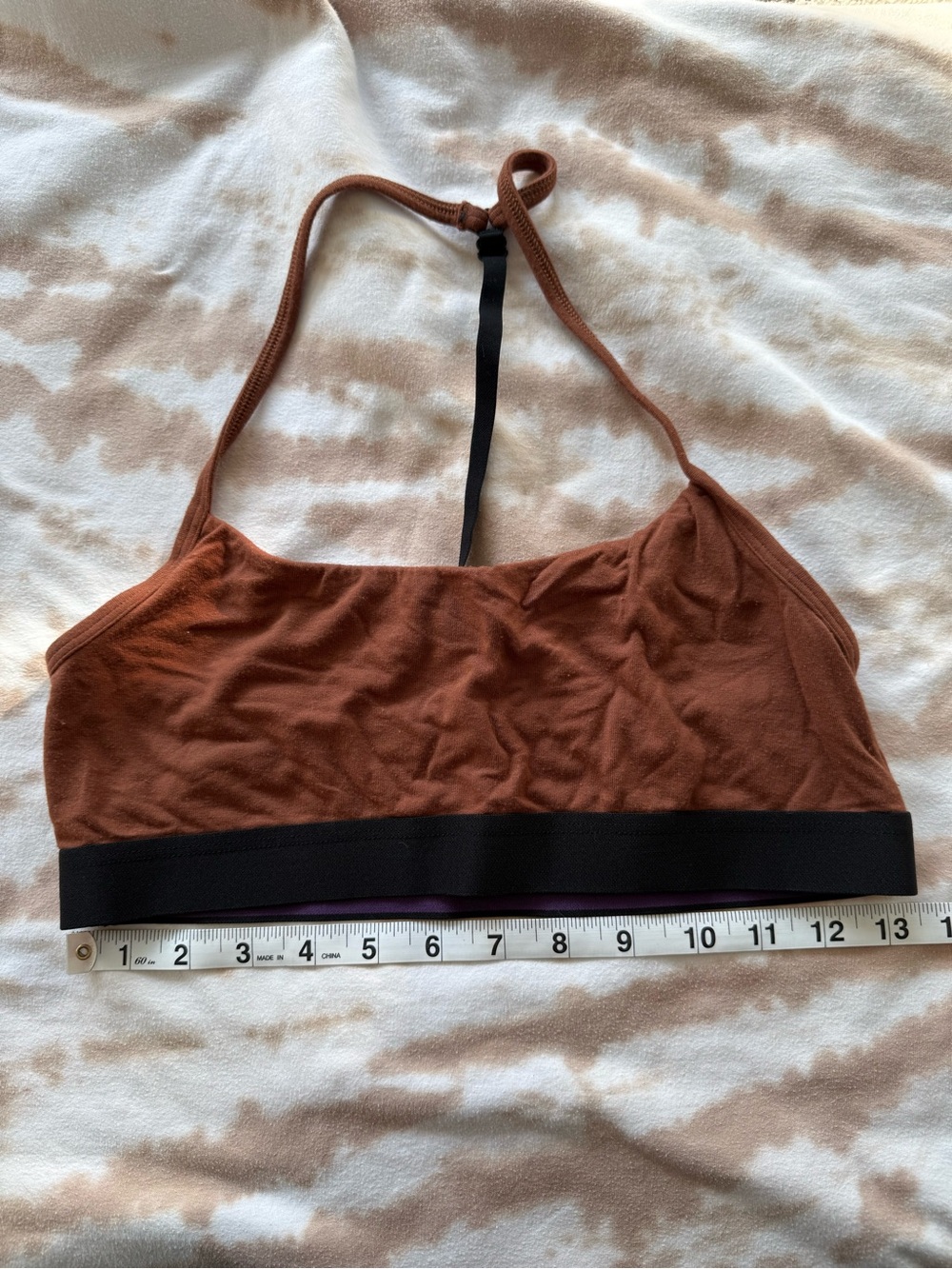 MeUndies Seamless Bralette in Rust Brown with Black Band
